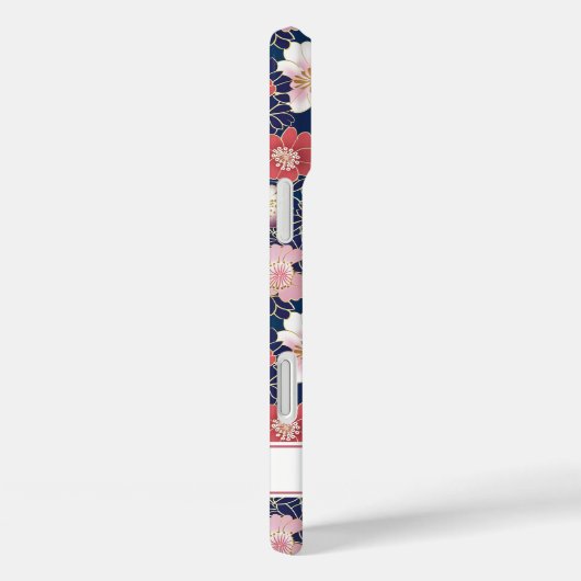 Japanese Pink Floral Pattern Monogrammed Case-Mate iPhoneケース (裏面 / 右)