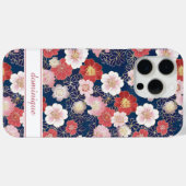 Japanese Pink Floral Pattern Monogrammed Case-Mate iPhoneケース (裏面 (横))