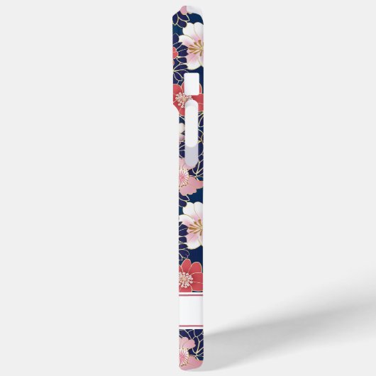 Japanese Pink Floral Pattern Monogrammed Case-Mate iPhoneケース (裏面 / 左)