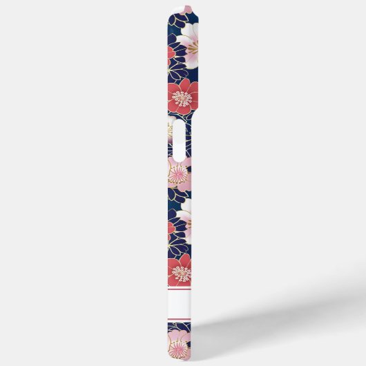 Japanese Pink Floral Pattern Monogrammed Case-Mate iPhoneケース (裏面 / 右)