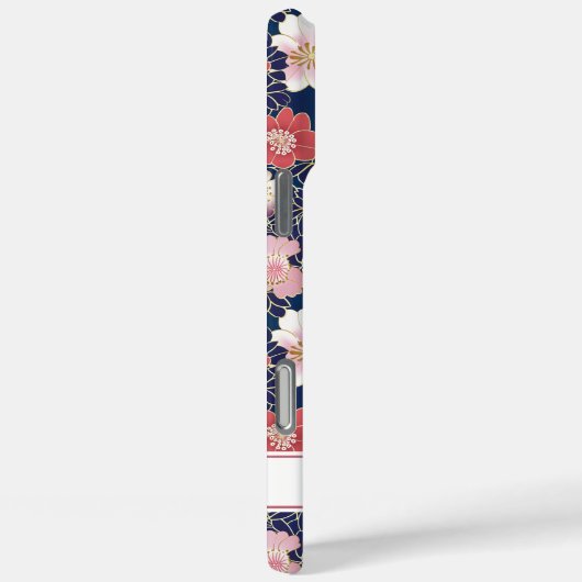 Japanese Pink Floral Pattern Monogrammed Case-Mate iPhoneケース (裏面 / 右)