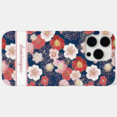 Japanese Pink Floral Pattern Monogrammed Case-Mate iPhoneケース (裏面 (横))