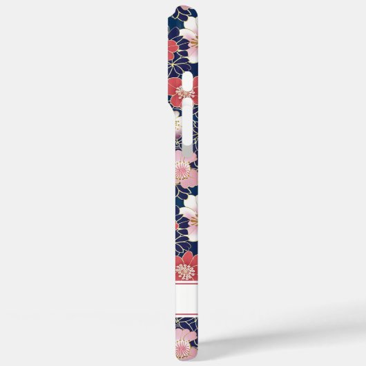 Japanese Pink Floral Pattern Monogrammed Case-Mate iPhoneケース (裏面 / 左)