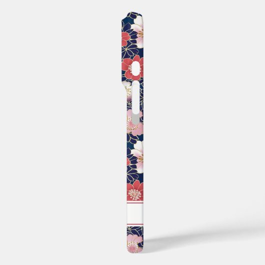 Japanese Pink Floral Pattern Monogrammed Case-Mate iPhoneケース (裏面 / 左)