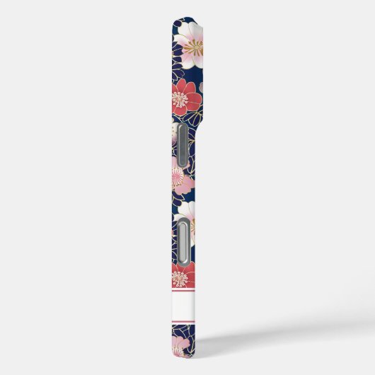 Japanese Pink Floral Pattern Monogrammed Case-Mate iPhoneケース (裏面 / 右)