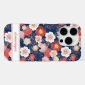 Japanese Pink Floral Pattern Monogrammed Case-Mate iPhoneケース (裏面 (横))