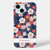 Japanese Pink Floral Pattern Monogrammed Case-Mate iPhoneケース (裏面)