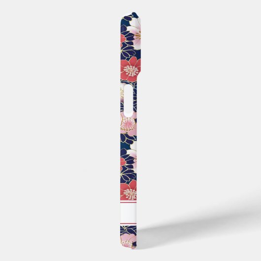 Japanese Pink Floral Pattern Monogrammed Case-Mate iPhoneケース (裏面 / 右)
