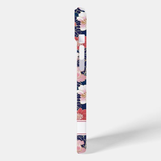 Japanese Pink Floral Pattern Monogrammed Case-Mate iPhoneケース (裏面 / 左)