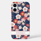 Japanese Pink Floral Pattern Monogrammed Case-Mate iPhoneケース (裏面)