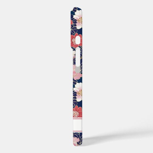 Japanese Pink Floral Pattern Monogrammed Case-Mate iPhoneケース (裏面 / 左)