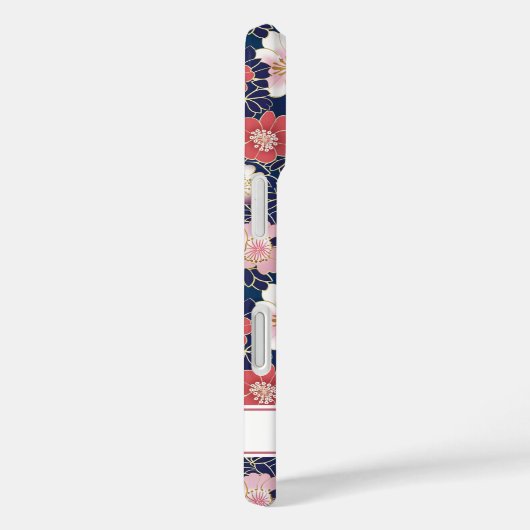 Japanese Pink Floral Pattern Monogrammed Case-Mate iPhoneケース (裏面 / 右)