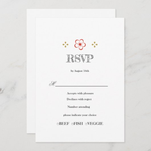  Japanese Plum Blossom Design 招待状 (正面/裏面)