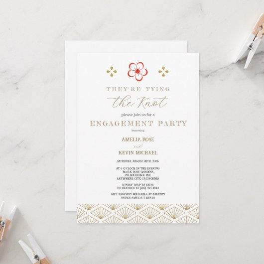  Japanese Plum Blossom Design 招待状 (正面/裏面インサイチュ)