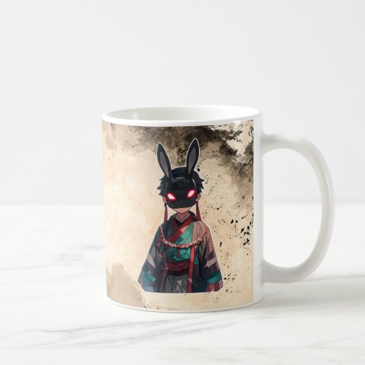 Japanese Rabbit Mask Kimono Mug コーヒーマグカップ (右)