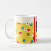 Japanese Rabbit Mask – Retro Floral Mug コーヒーマグカップ (左)
