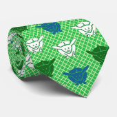 Japanese rabbit print, green, blue and white ネクタイ (ロール)