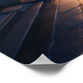 Japanese Rainy Street Cozy Urban  ポスター (角)