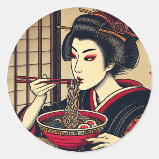 Japanese Ramen Kabuki KImono Ukiyoe ラウンドシール
