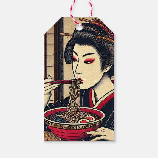 Japanese ramen kimono ukiyoe ギフトタグ (正面)