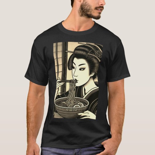 Japanese ramen kimono ukiyoe tシャツ (正面)