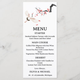 Japanese Red-Crowned Crane Wedding Menu Card  メニュー
