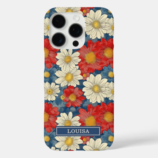 Japanese Red Floral Pattern Monogrammed Case-Mate iPhoneケース (裏面)