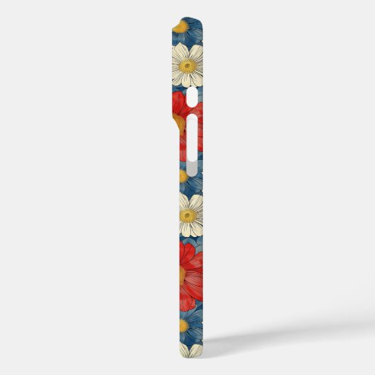 Japanese Red Floral Pattern Monogrammed Case-Mate iPhoneケース (裏面 / 左)