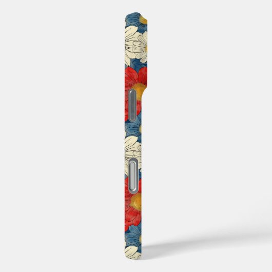 Japanese Red Floral Pattern Monogrammed Case-Mate iPhoneケース (裏面 / 右)