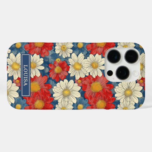 Japanese Red Floral Pattern Monogrammed Case-Mate iPhoneケース (裏面 (横))