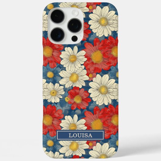 Japanese Red Floral Pattern Monogrammed Case-Mate iPhoneケース (裏面)