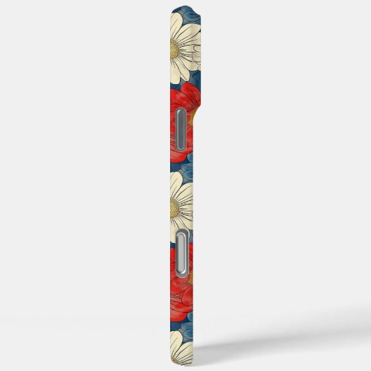 Japanese Red Floral Pattern Monogrammed Case-Mate iPhoneケース (裏面 / 右)