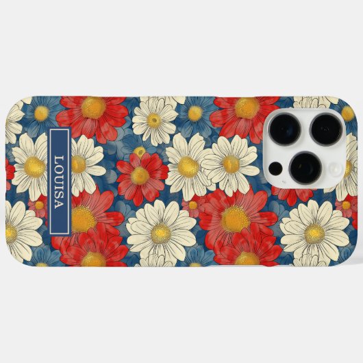 Japanese Red Floral Pattern Monogrammed Case-Mate iPhoneケース (裏面 (横))