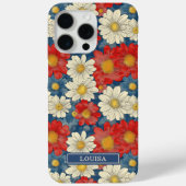 Japanese Red Floral Pattern Monogrammed Case-Mate iPhoneケース (裏面)