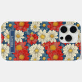 Japanese Red Floral Pattern Monogrammed Case-Mate iPhoneケース (裏面 (横))
