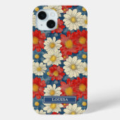 Japanese Red Floral Pattern Monogrammed Case-Mate iPhoneケース (裏面)