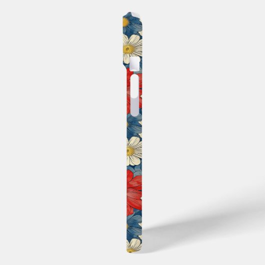 Japanese Red Floral Pattern Monogrammed Case-Mate iPhoneケース (裏面 / 左)