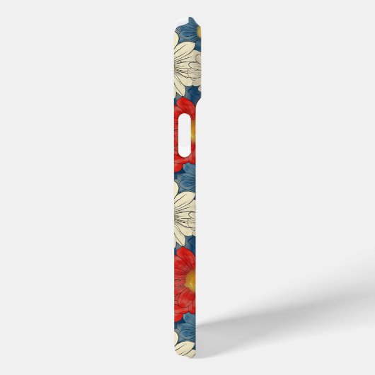 Japanese Red Floral Pattern Monogrammed Case-Mate iPhoneケース (裏面 / 右)