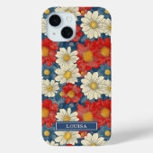 Japanese Red Floral Pattern Monogrammed Case-Mate iPhoneケース (裏面)
