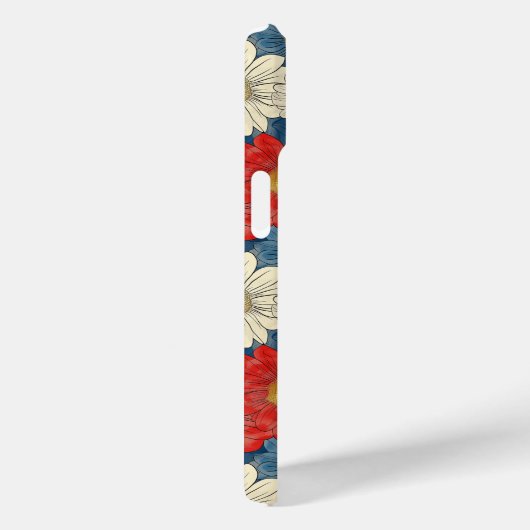 Japanese Red Floral Pattern Monogrammed Case-Mate iPhoneケース (裏面 / 右)