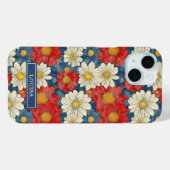 Japanese Red Floral Pattern Monogrammed Case-Mate iPhoneケース (裏面 (横))