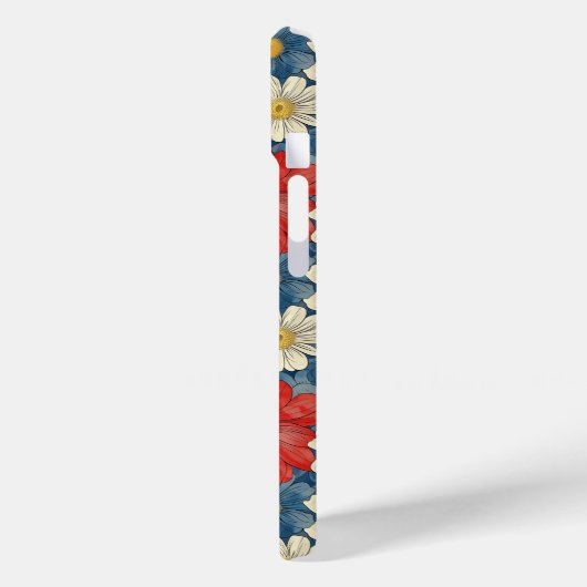 Japanese Red Floral Pattern Monogrammed Case-Mate iPhoneケース (裏面 / 左)