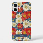 Japanese Red Floral Pattern Monogrammed Case-Mate iPhoneケース (裏面)