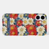 Japanese Red Floral Pattern Monogrammed Case-Mate iPhoneケース (裏面 (横))
