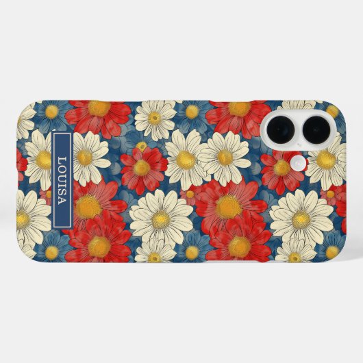 Japanese Red Floral Pattern Monogrammed Case-Mate iPhoneケース (裏面 (横))