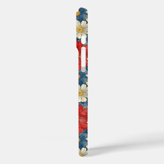 Japanese Red Floral Pattern Monogrammed Case-Mate iPhoneケース (裏面 / 左)