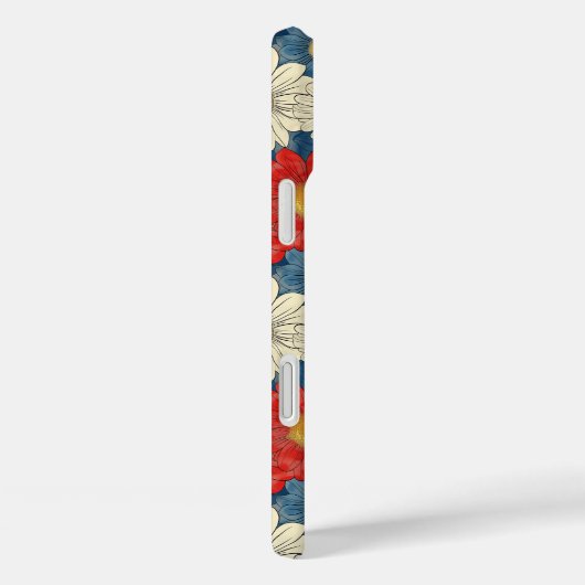 Japanese Red Floral Pattern Monogrammed Case-Mate iPhoneケース (裏面 / 右)