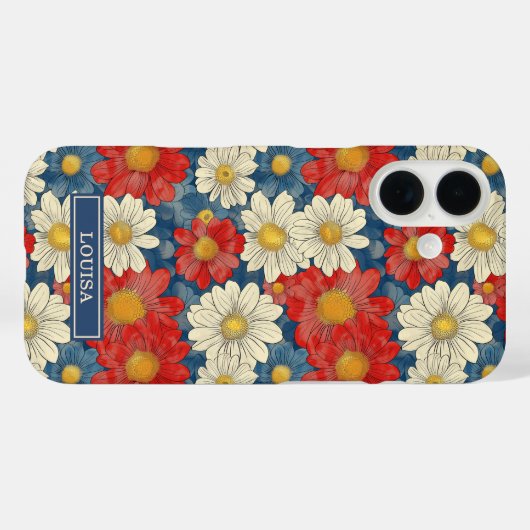 Japanese Red Floral Pattern Monogrammed Case-Mate iPhoneケース (裏面 (横))