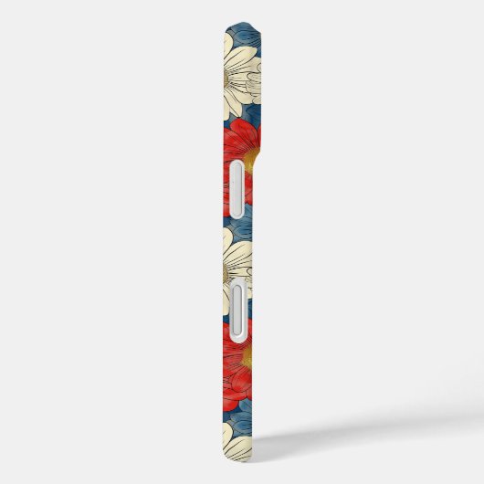 Japanese Red Floral Pattern Monogrammed Case-Mate iPhoneケース (裏面 / 右)