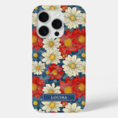 Japanese Red Floral Pattern Monogrammed Case-Mate iPhoneケース (裏面)
